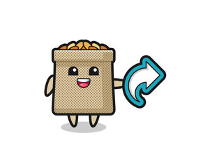 cute wheat sack hold social media share symbol