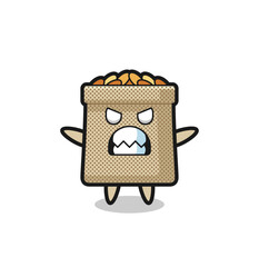 wrathful expression of the wheat sack mascot character