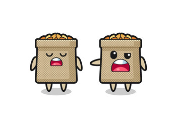 illustration of the argue between two cute wheat sack characters