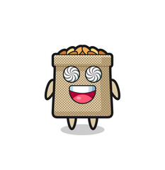 cute wheat sack character with hypnotized eyes