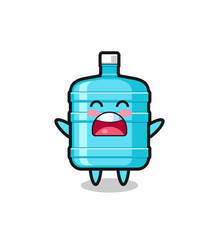 cute gallon water bottle mascot with a yawn expression