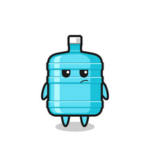 cute gallon water bottle character with suspicious expression