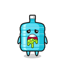 the cute gallon water bottle character with puke