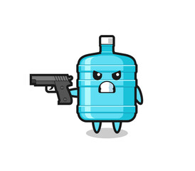 the cute gallon water bottle character shoot with a gun