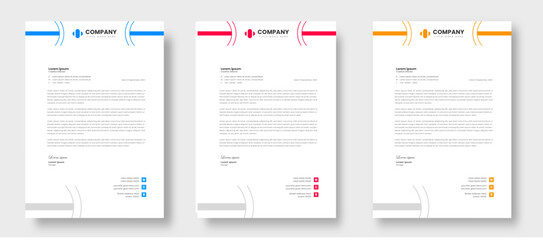 corporate modern letterhead design template set with yellow, blue and red color. creative modern letter head design templates for your project. letterhead design. letter head design.