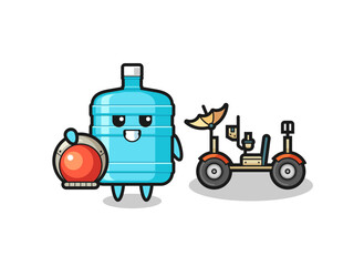 the cute gallon water bottle as astronaut with a lunar rover