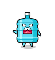 cute gallon water bottle cartoon in a very angry pose