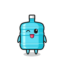 cute gallon water bottle character in sweet expression while sticking out her tongue