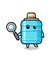 gallon water bottle detective character is analyzing a case