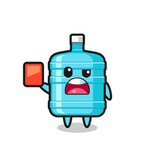 gallon water bottle cute mascot as referee giving a red card