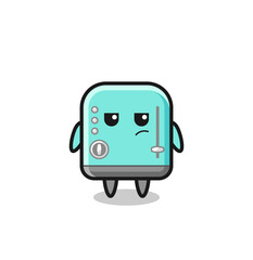 cute toaster character with suspicious expression