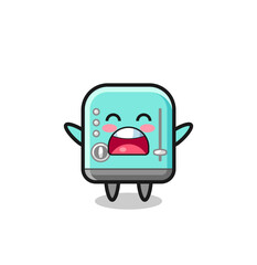 cute toaster mascot with a yawn expression