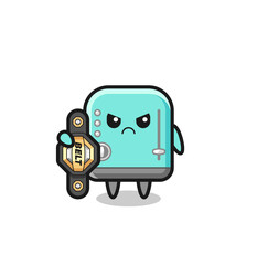 toaster mascot character as a MMA fighter with the champion belt
