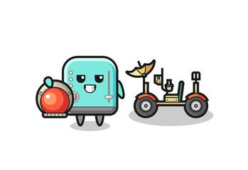 the cute toaster as astronaut with a lunar rover