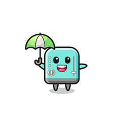 Naklejka premium cute toaster illustration holding an umbrella