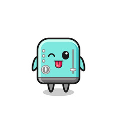 cute toaster character in sweet expression while sticking out her tongue