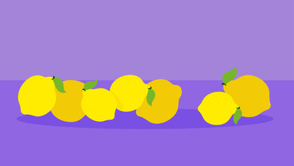 yellow lemons on purple background