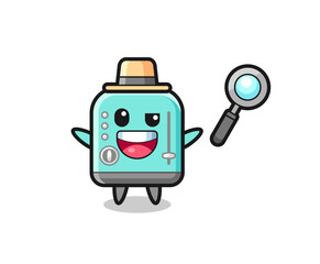 illustration of the toaster mascot as a detective who manages to solve a case
