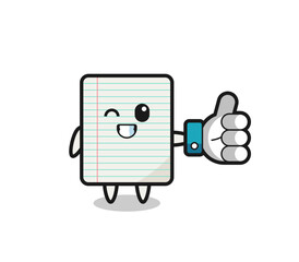 cute paper with social media thumbs up symbol