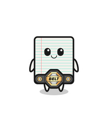 the MMA fighter paper mascot with a belt