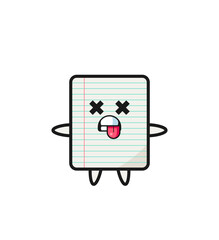 character of the cute paper with  dead pose