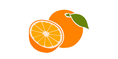Collection of orange icons - vector color silhouette of an orange in a section