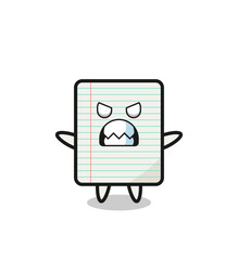 wrathful expression of the paper mascot character