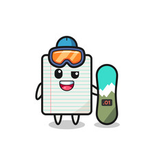 Illustration of paper character with snowboarding style