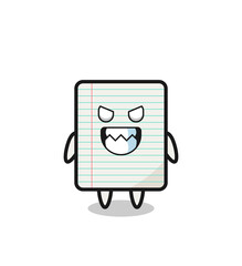 evil expression of the paper cute mascot character