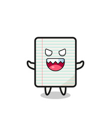 illustration of evil paper mascot character