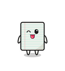 cute paper character in sweet expression while sticking out her tongue