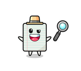 illustration of the paper mascot as a detective who manages to solve a case