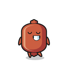 sausage cartoon illustration with a shy expression