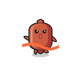 cute sausage illustration is reaching the finish
