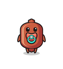 baby sausage cartoon character with pacifier