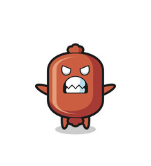 wrathful expression of the sausage mascot character