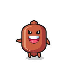 sausage cartoon with very excited pose