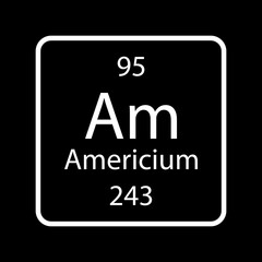 Americium symbol. Chemical element of the periodic table. Vector illustration.
