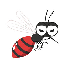 Cartoon mosquito vector isolated. Mosquito on white background.