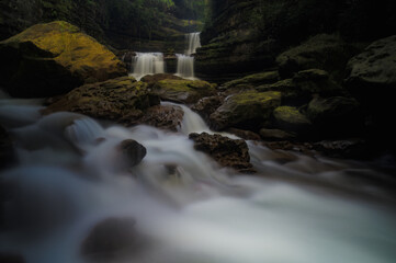 Waterfall in the mountains: Wei Sawdong Falls, Meghalaya