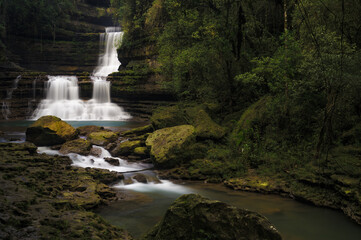 Waterfall in the mountains: Wei Sawdong Falls, Meghalaya