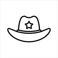 cowboy hat icon, retro western fashion cowboy hat, vector illustration on white background.
