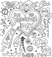  Valentine day doodle hearts . Set of hand drawn hearts