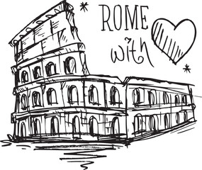 Rome with love  doodle icons 