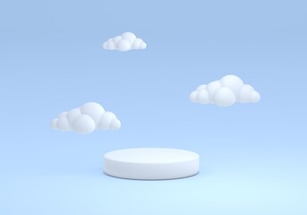 Podium background for product presentation branding and packaging. studio stage with cloud on...