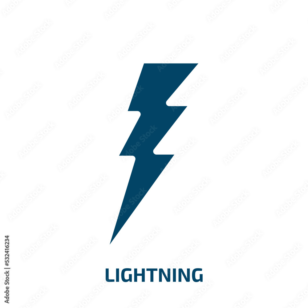 Poster lightning icon from weather collection. filled lightning, thunder, bolt glyph icons isolated on whit