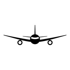 Silueta aislada de vista frontal de un avión