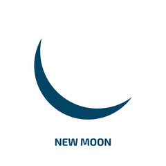 new moon icon from weather collection. Filled new moon, moon, space glyph icons isolated on white background. Black vector new moon sign, symbol for web design and mobile apps
