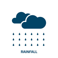 rainfall icon from weather collection. Filled rainfall, meteorology, forecast glyph icons isolated on white background. Black vector rainfall sign, symbol for web design and mobile apps