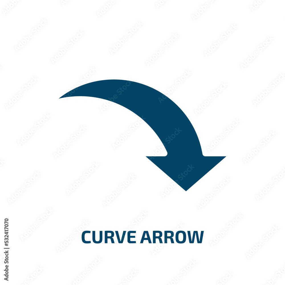 Poster curve arrow icon from user interface collection. filled curve arrow, cursor, arrow glyph icons isola